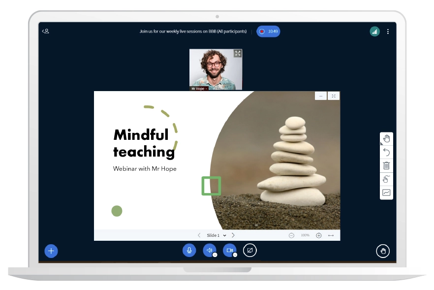 Pantalla BigBlueButton en Moodle 4.0