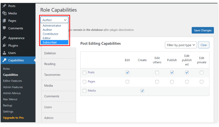 user management assigning specific roles